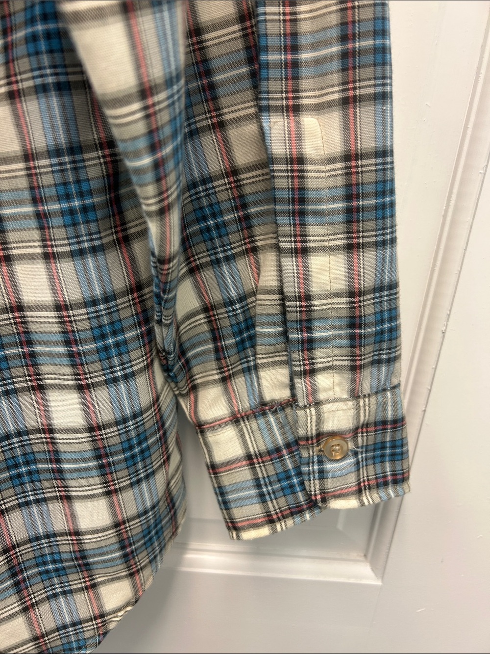 VTG Big Mac 80s Plaid Long Sleeve Lightweight Mens Cotton/Poly Button Work Shirt - Picture 5 of 7